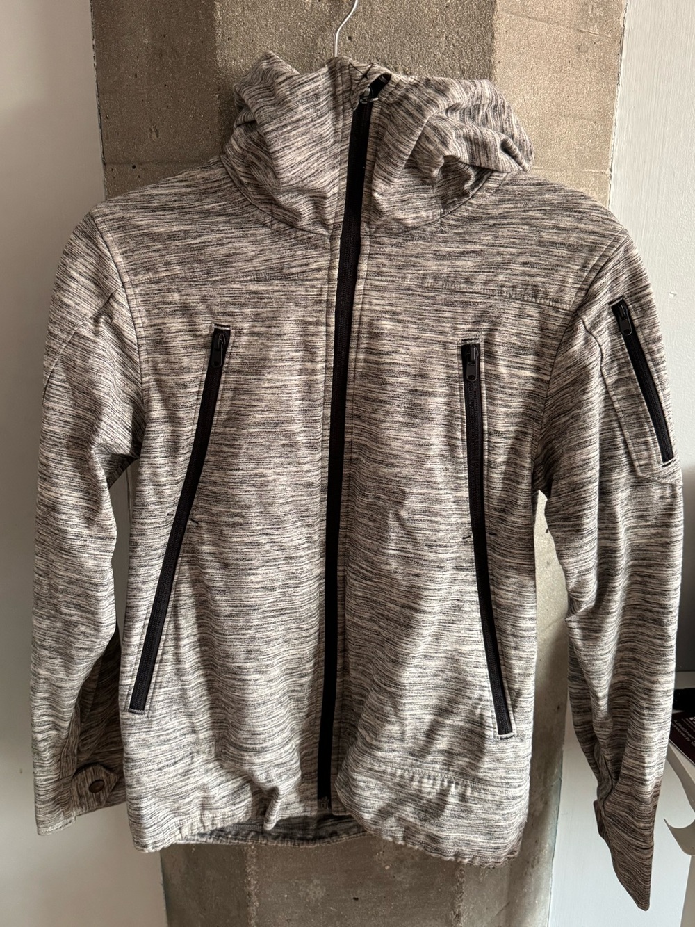 Reigning Champ Gray Zip-Up Hooded Jacket with Black Zippers XS
